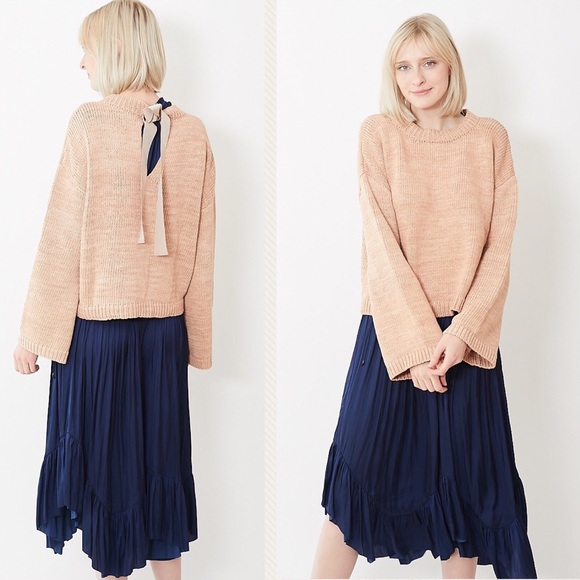 ULLA JOHNSON - Thalia Keyhole Sweater, Peach M/L - Picture 3 of 5